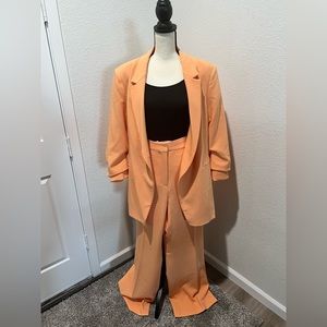 Orange Pumpkin Color One Button Blazer
